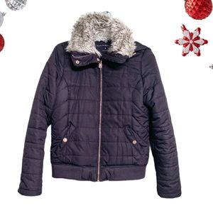 Aeropostale Faux Fur Hoodie Puffer Jacket Size S